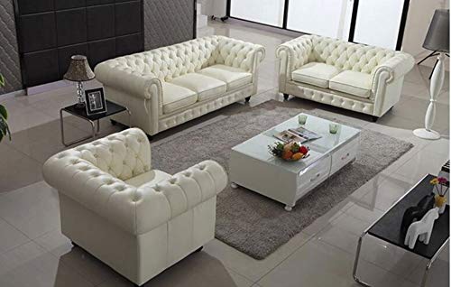 Lookchup Chesterfield Black Hardwood Leatherette 1-2-3 Seater Sofa Sofa Set