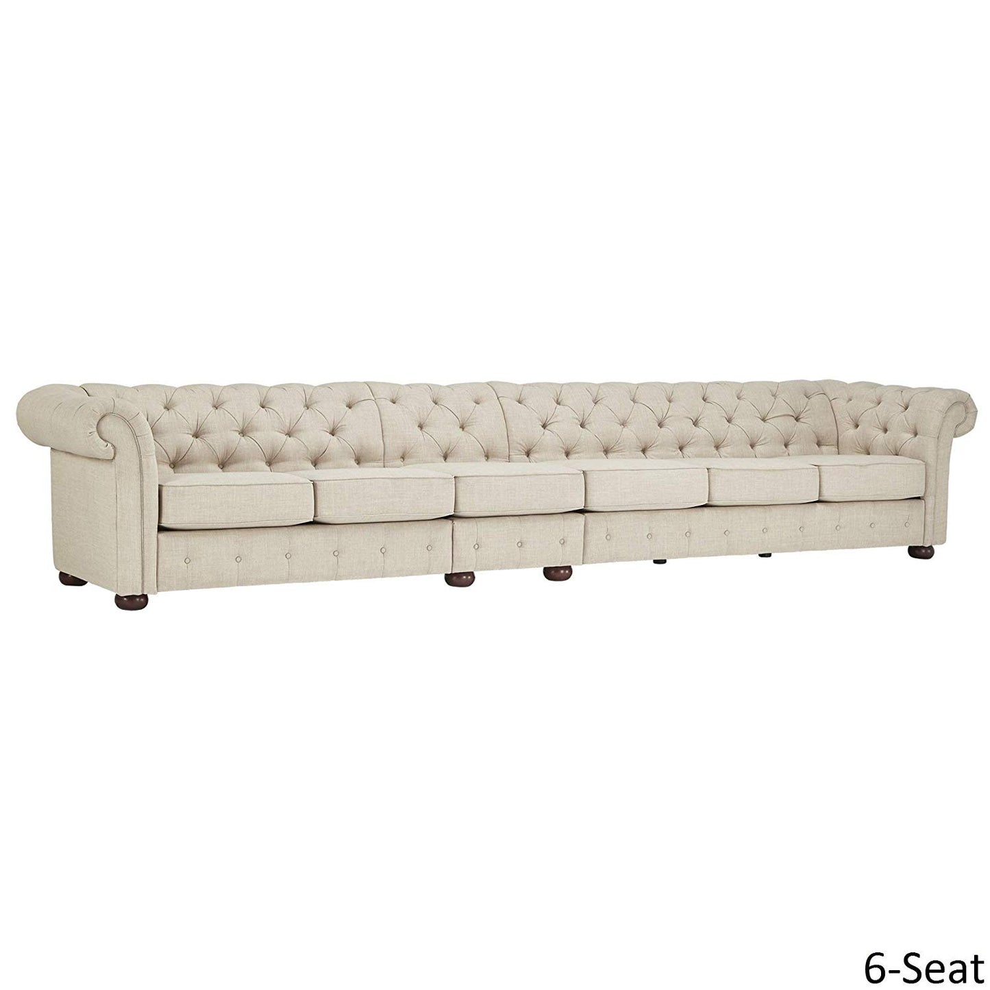 4 Seater Sofa Set:- Extra Long Tufted Chesterfield Modular Fabric Sofa Set (Cream)