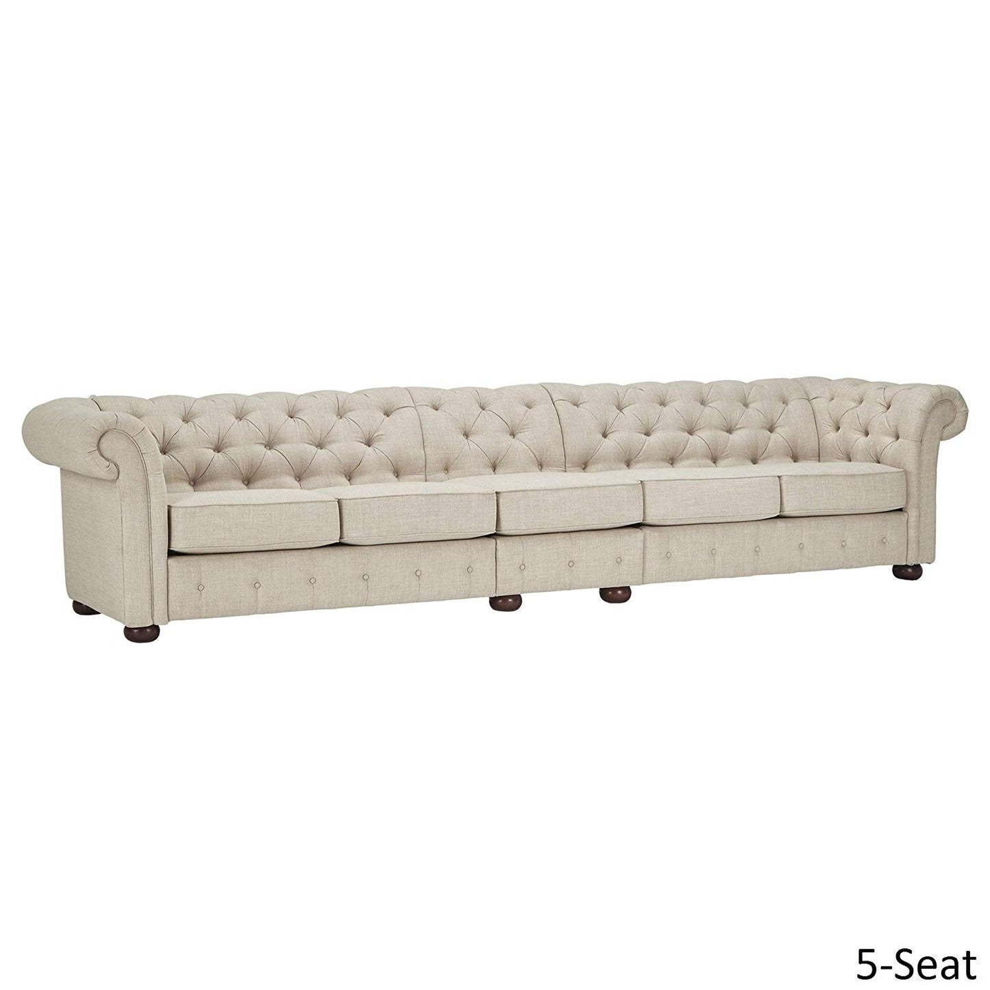 4 Seater Sofa Set:- Extra Long Tufted Chesterfield Modular Fabric Sofa Set (Cream)