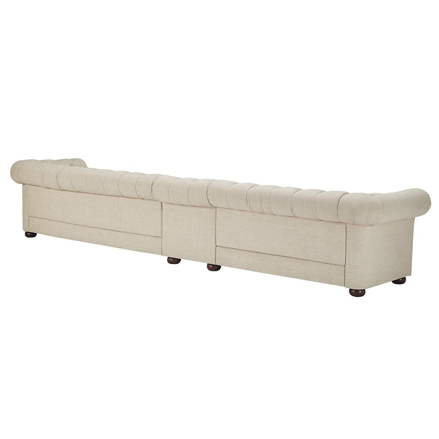 4 Seater Sofa Set:- Extra Long Tufted Chesterfield Modular Fabric Sofa Set (Cream)