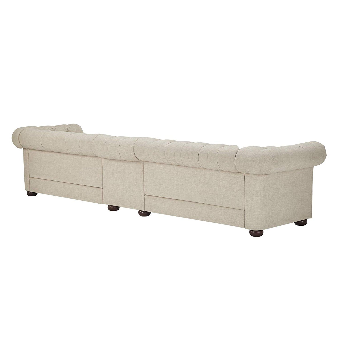 4 Seater Sofa Set:- Extra Long Tufted Chesterfield Modular Fabric Sofa Set (Cream)