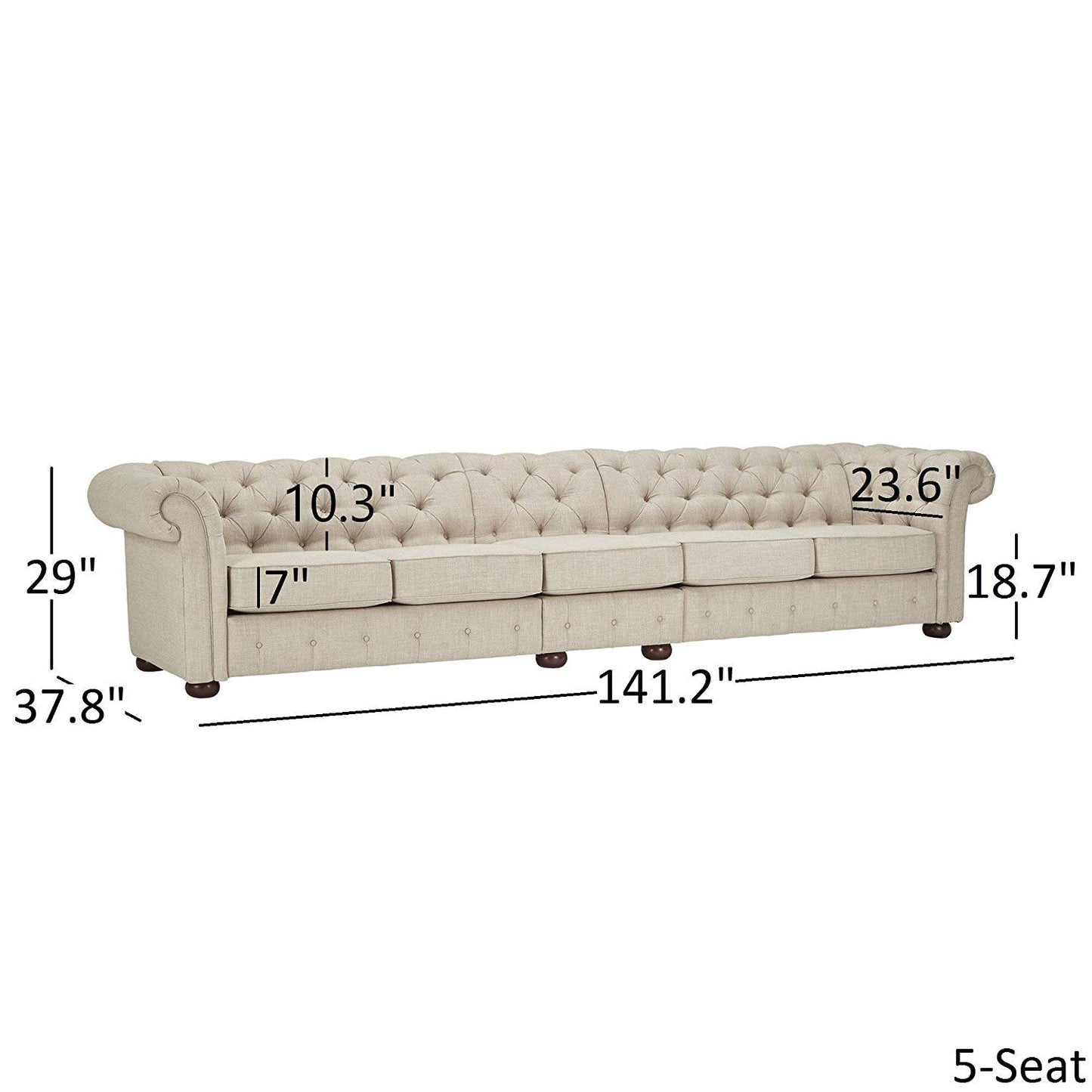4 Seater Sofa Set:- Extra Long Tufted Chesterfield Modular Fabric Sofa Set (Cream)