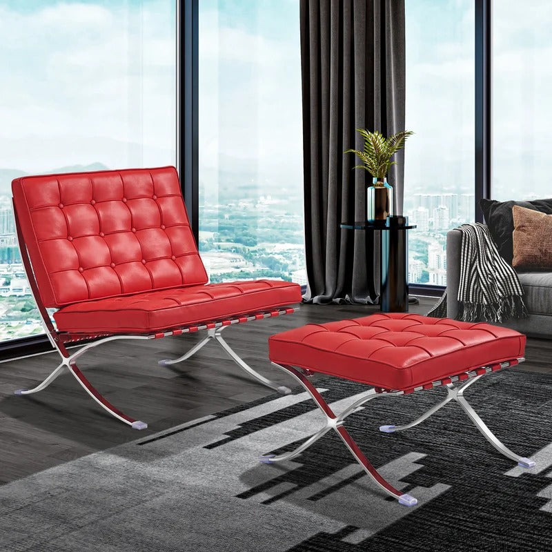 Lounge Chair: Inferno Genuine Leather Reclining Chaise Lounge