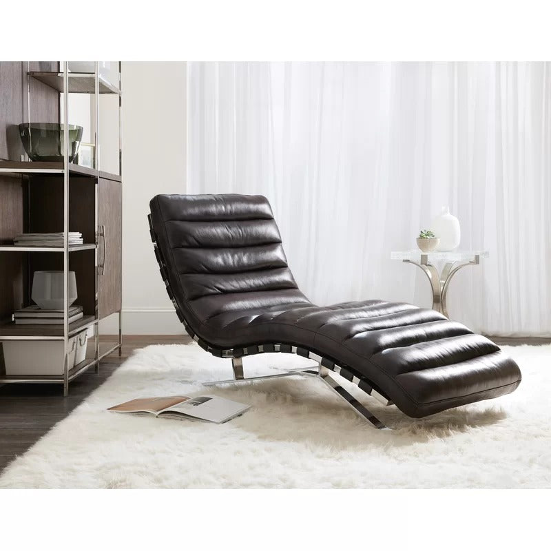 Lounge Chair: Kerano Leather Chaise Lounge