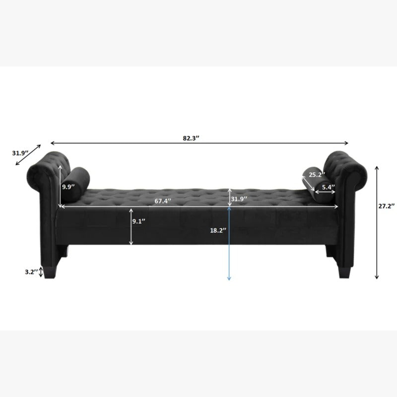 Lounge Chair: Mabel Rolled Arms Chaise Lounge