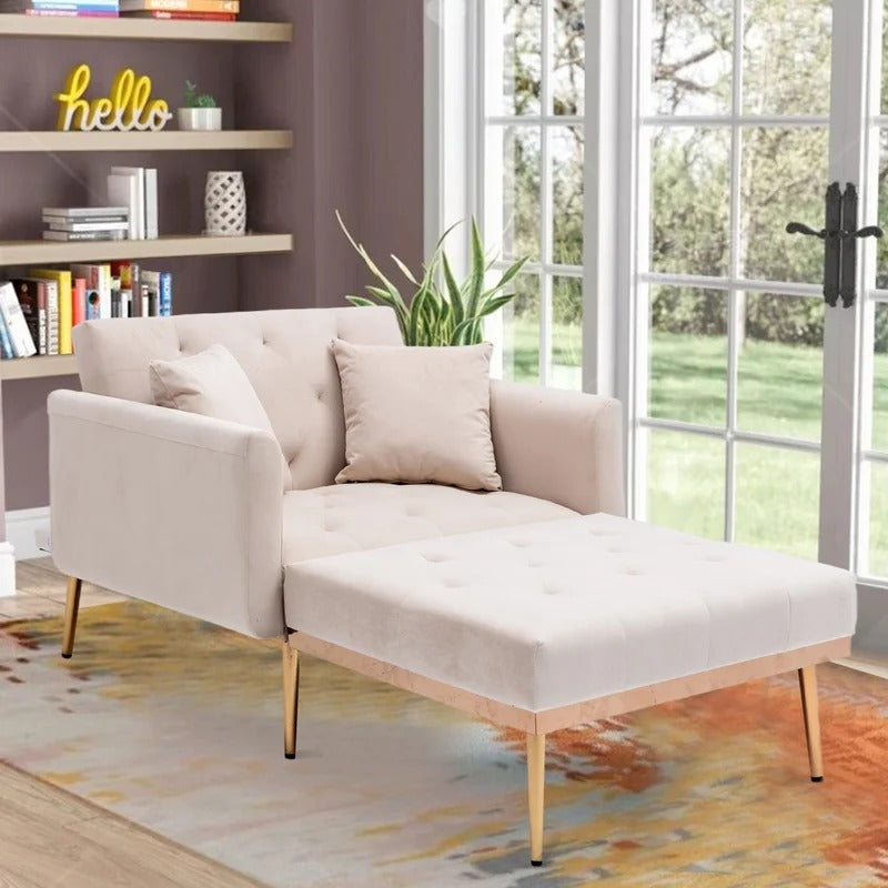 Lounge Chair: Matisha Tufted Two Flared Arms Chaise Lounge
