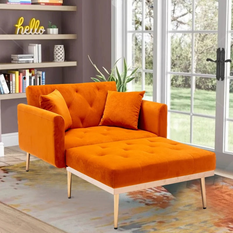 Lounge Chair: Matisha Tufted Two Flared Arms Chaise Lounge