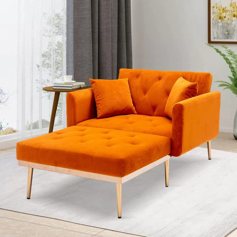 Lounge Chair: Matisha Tufted Two Flared Arms Chaise Lounge