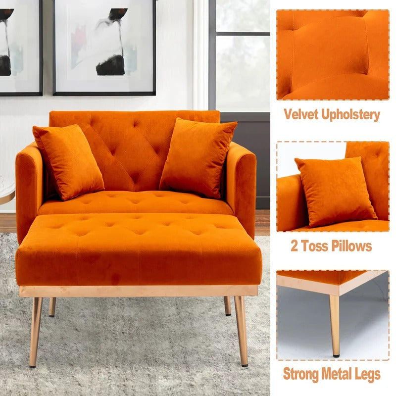 Lounge Chair: Matisha Tufted Two Flared Arms Chaise Lounge