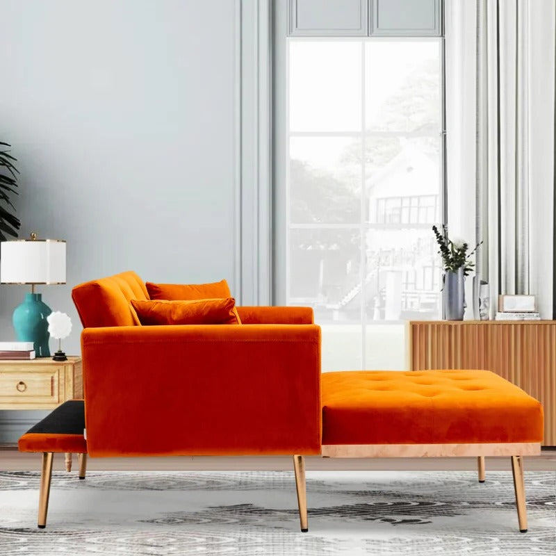 Lounge Chair: Matisha Tufted Two Flared Arms Chaise Lounge