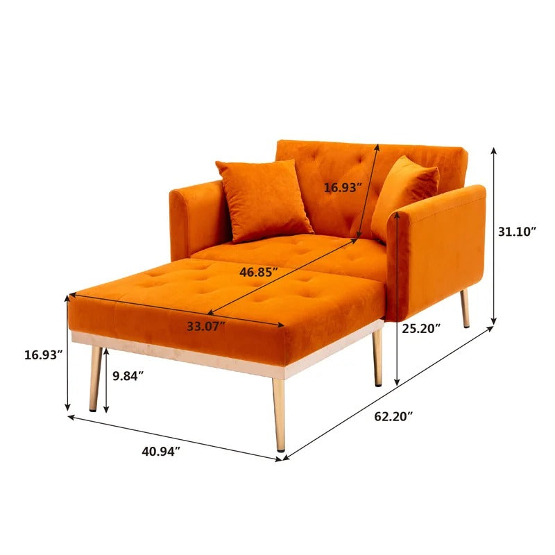 Lounge Chair: Matisha Tufted Two Flared Arms Chaise Lounge