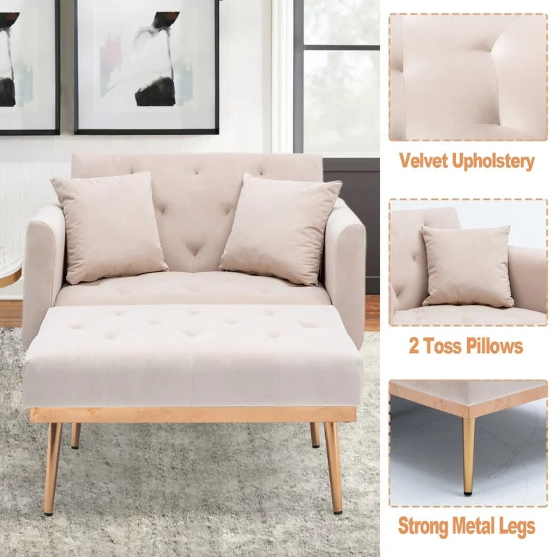 Lounge Chair: Matisha Tufted Two Flared Arms Chaise Lounge