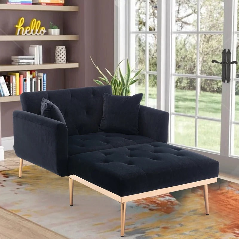 Lounge Chair: Matisha Tufted Two Flared Arms Chaise Lounge