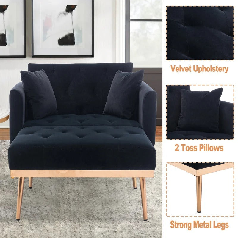 Lounge Chair: Matisha Tufted Two Flared Arms Chaise Lounge