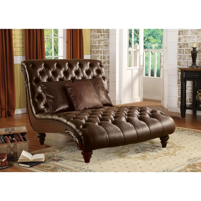 Lounge Chair: Petron Tufted Faux Leather Armless Chaise Lounge
