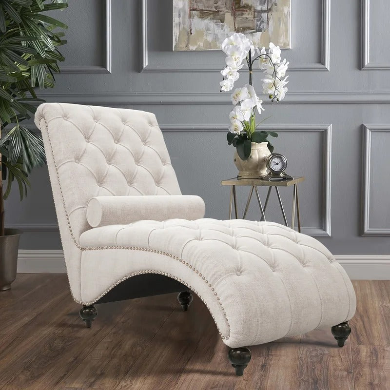 Lounge Chair: Rexony Tufted Armless Reclining Chaise Lounge