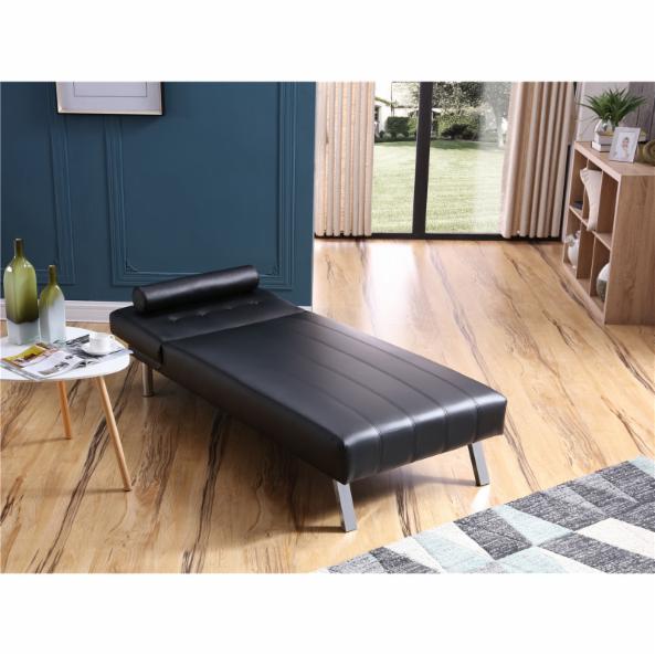 Lounge Chair: Wayward Button Tufted Back Convertible Chaise Lounger with Lumbar Support Pillow