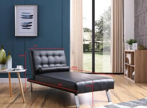 Lounge Chair Wayward Button Tufted Back Convertible Chaise Lounger with Lumbar Support Pillow