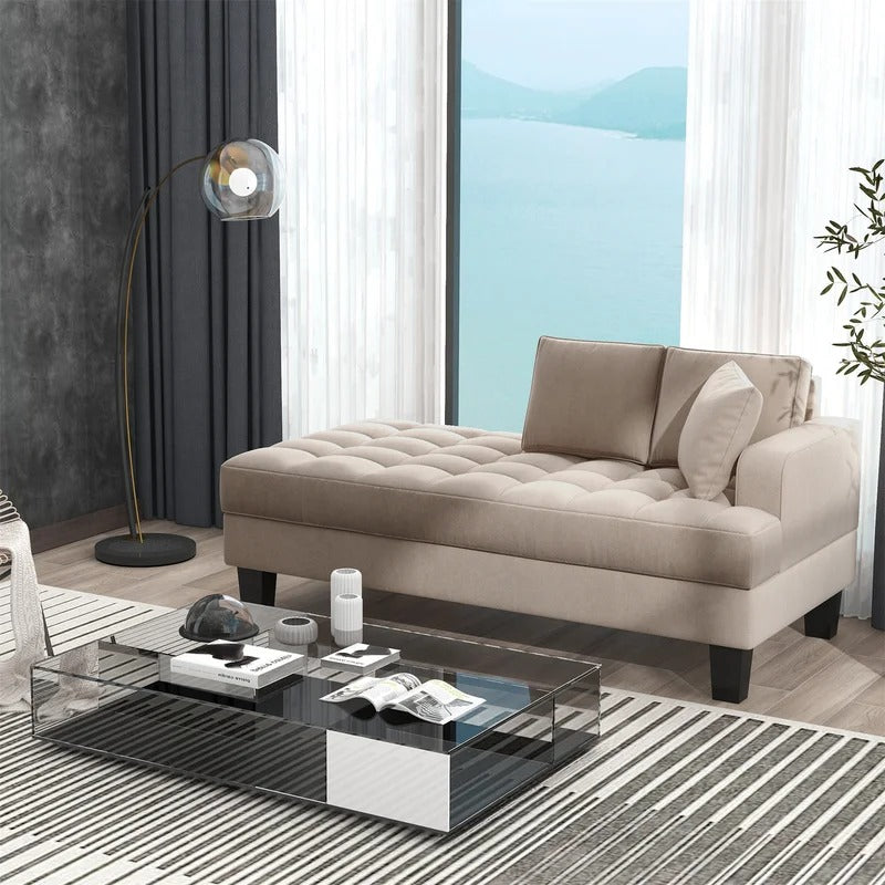 Lounge Chair: Yeforn Tufted One Arm Right-Arm Chaise Lounge