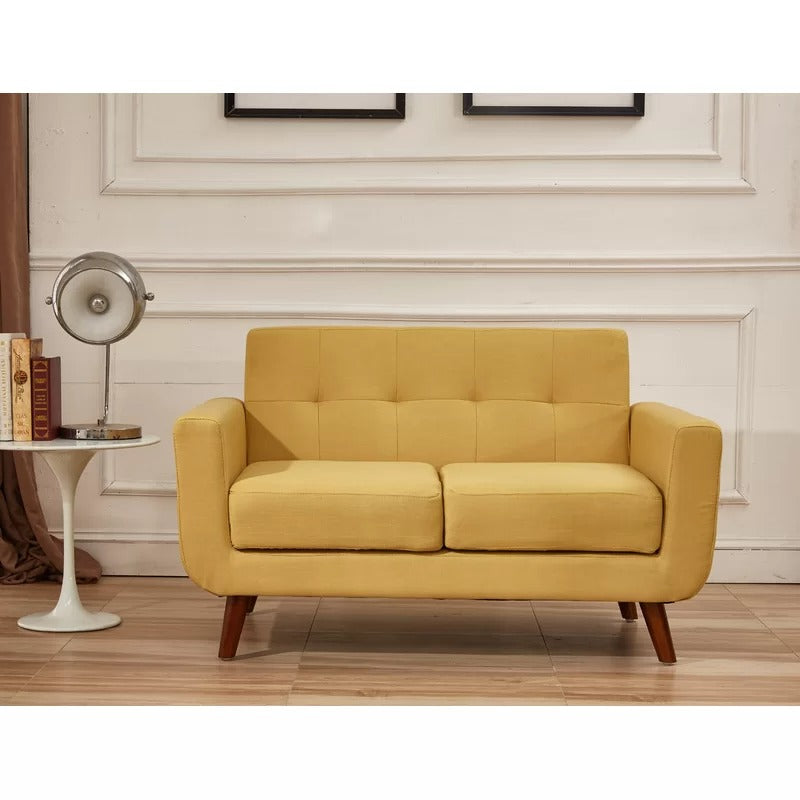 Loveseat: 51'' Linen Square Arm Loveseat Sofa