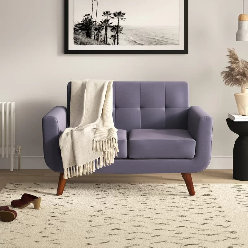 Loveseat: 51'' Linen Square Arm Loveseat Sofa