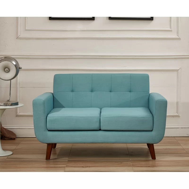 Loveseat: 51'' Linen Square Arm Loveseat Sofa