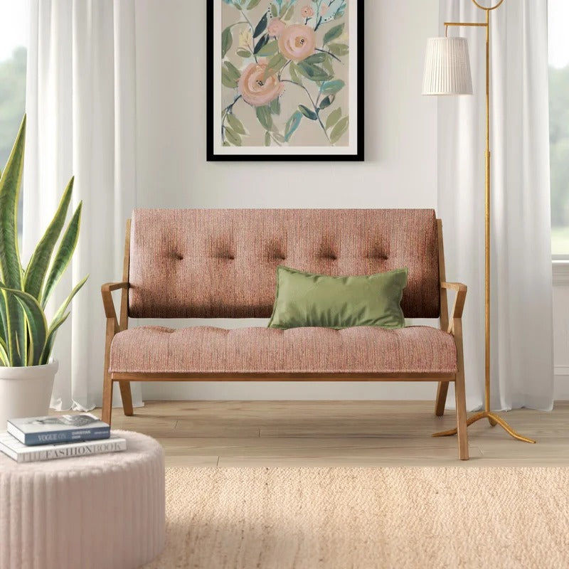 Loveseat: 53.75'' Square Arm Loveseat Sofa