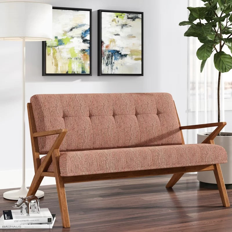 Loveseat: 53.75'' Square Arm Loveseat Sofa