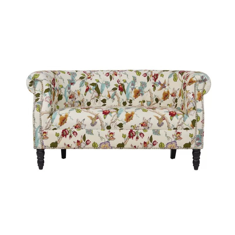 Loveseat: 54'' Rolled Arm Chesterfield Loveseat Sofa