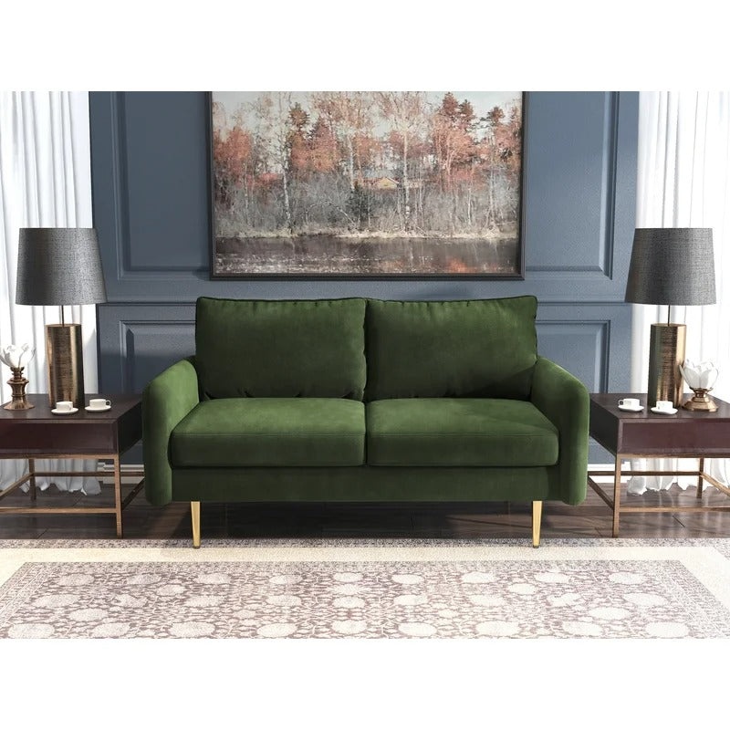 Loveseat: 57.87'' Velvet Round Arm Loveseat Sofa