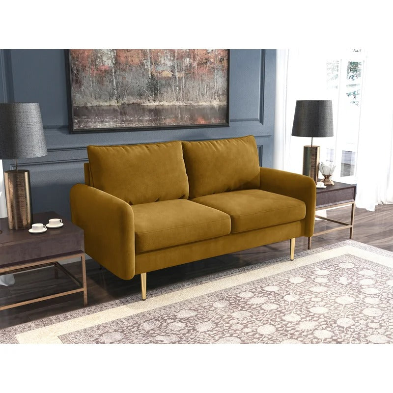 Loveseat: 57.87'' Velvet Round Arm Loveseat Sofa