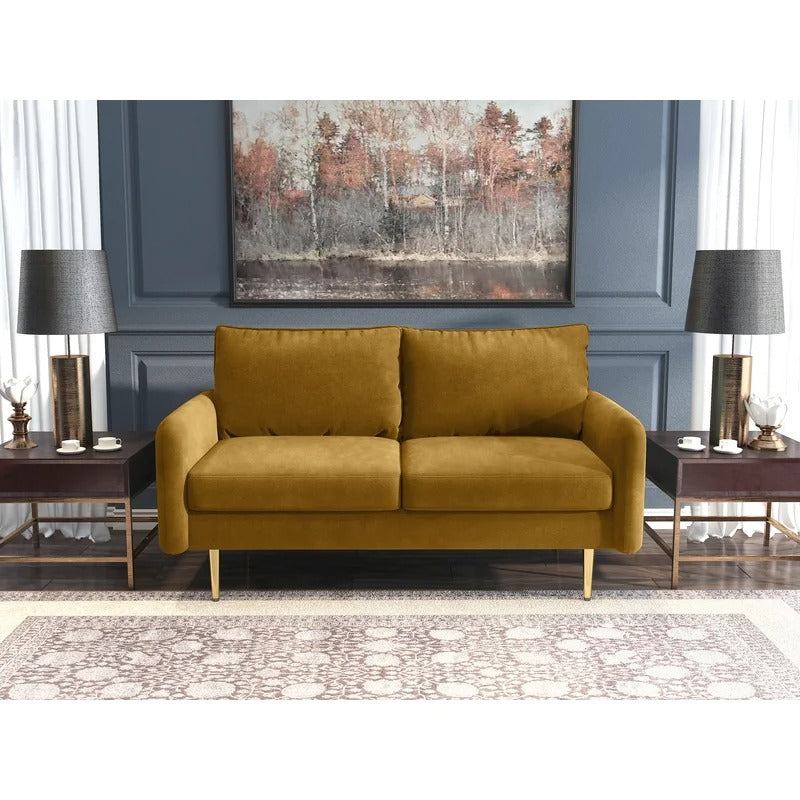 Loveseat: 57.87'' Velvet Round Arm Loveseat Sofa