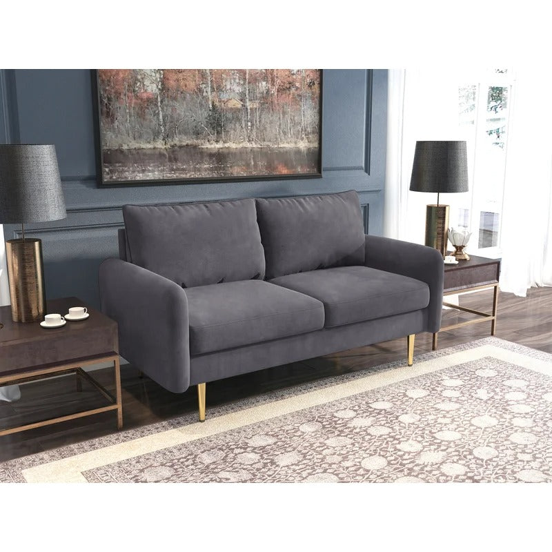 Loveseat: 57.87'' Velvet Round Arm Loveseat Sofa