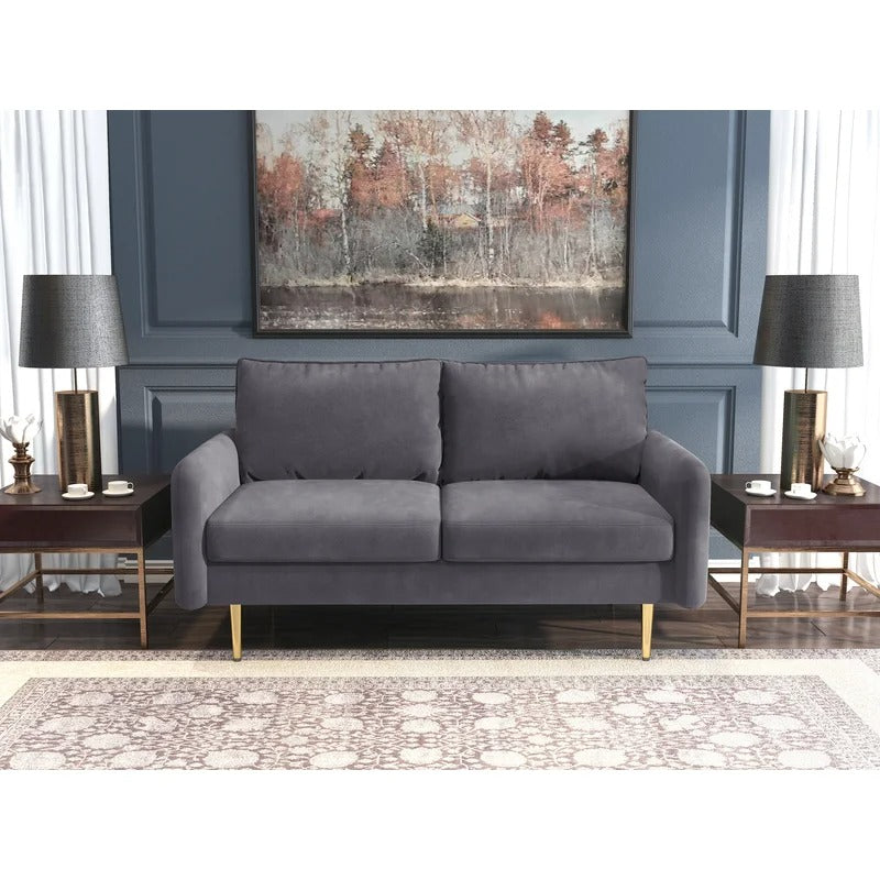 Loveseat: 57.87'' Velvet Round Arm Loveseat Sofa