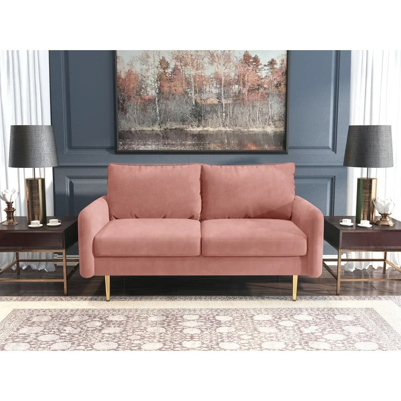 Loveseat: 57.87'' Velvet Round Arm Loveseat Sofa