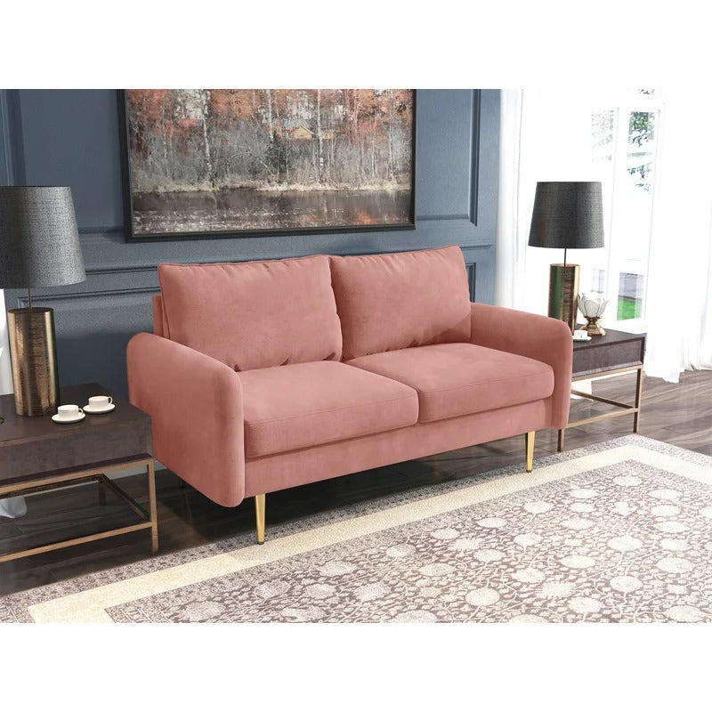 Loveseat: 57.87'' Velvet Round Arm Loveseat Sofa