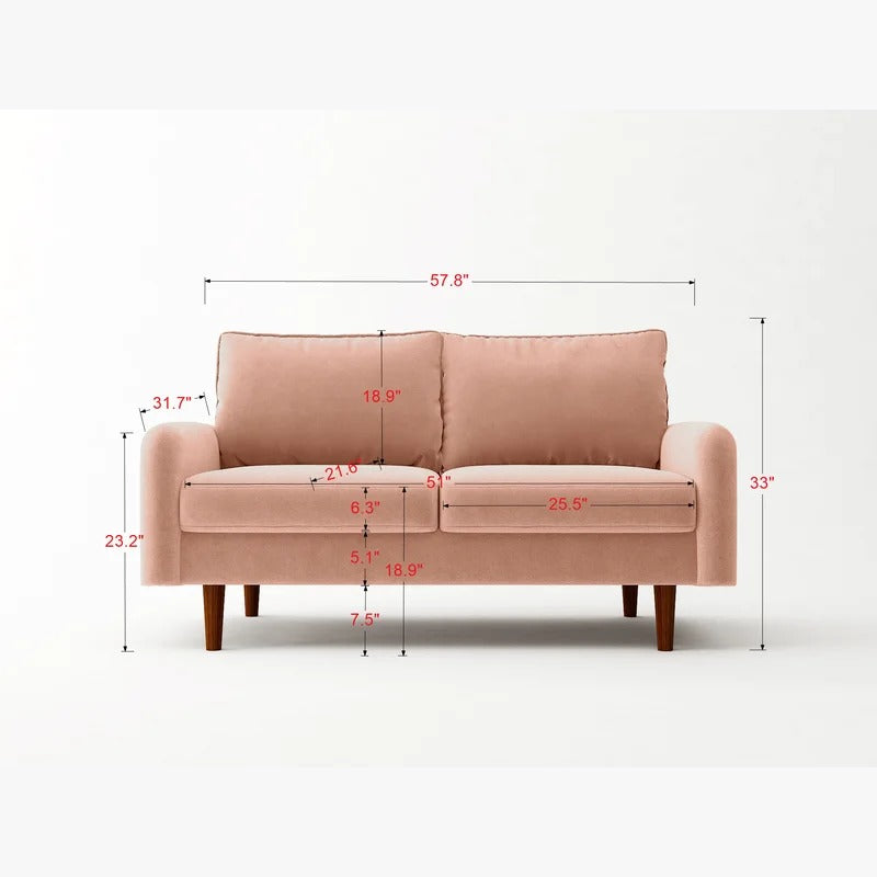 Loveseat: 57.87'' Velvet Round Arm Loveseat Sofa
