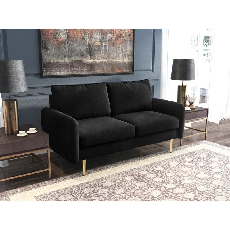 Loveseat: 57.87'' Velvet Round Arm Loveseat Sofa