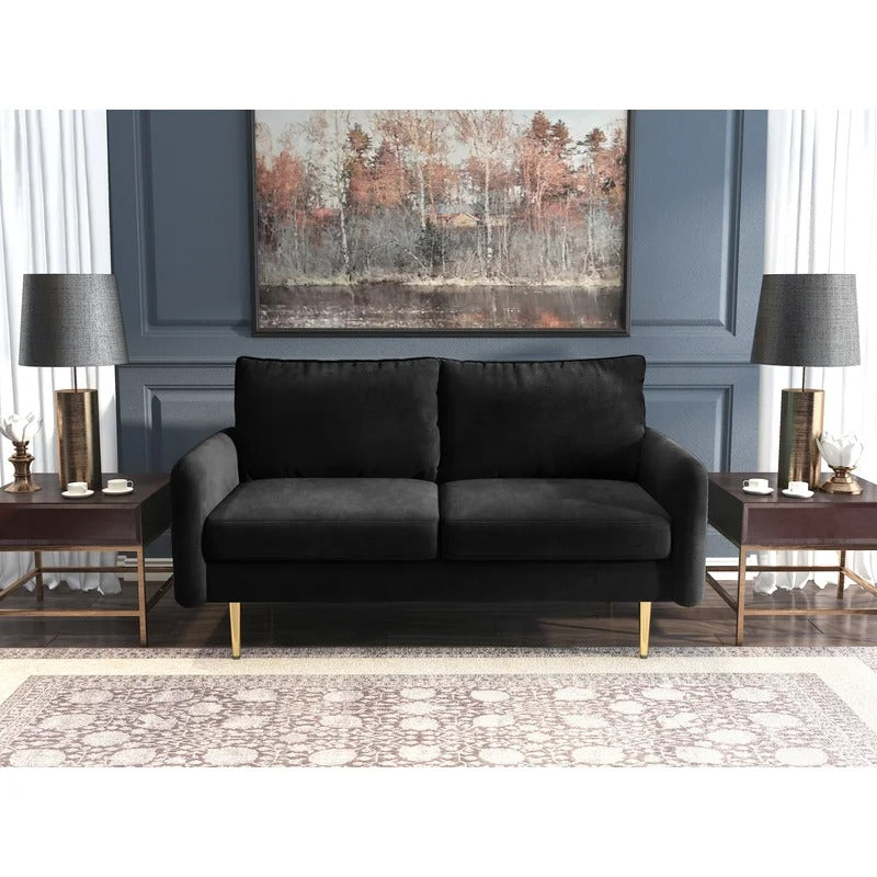 Loveseat: 57.87'' Velvet Round Arm Loveseat Sofa