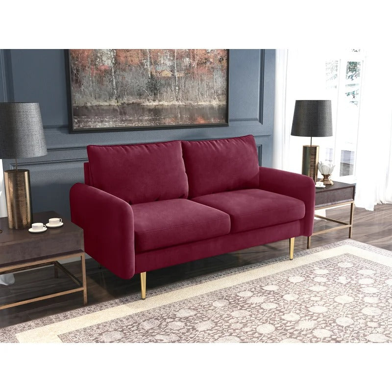 Loveseat: 57.87'' Velvet Round Arm Loveseat Sofa
