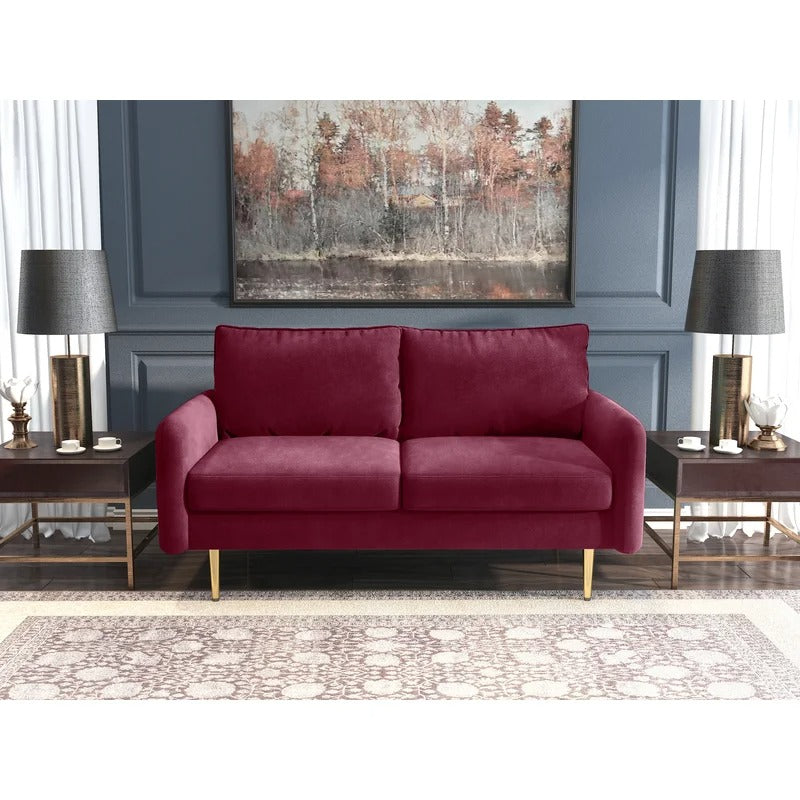 Loveseat: 57.87'' Velvet Round Arm Loveseat Sofa