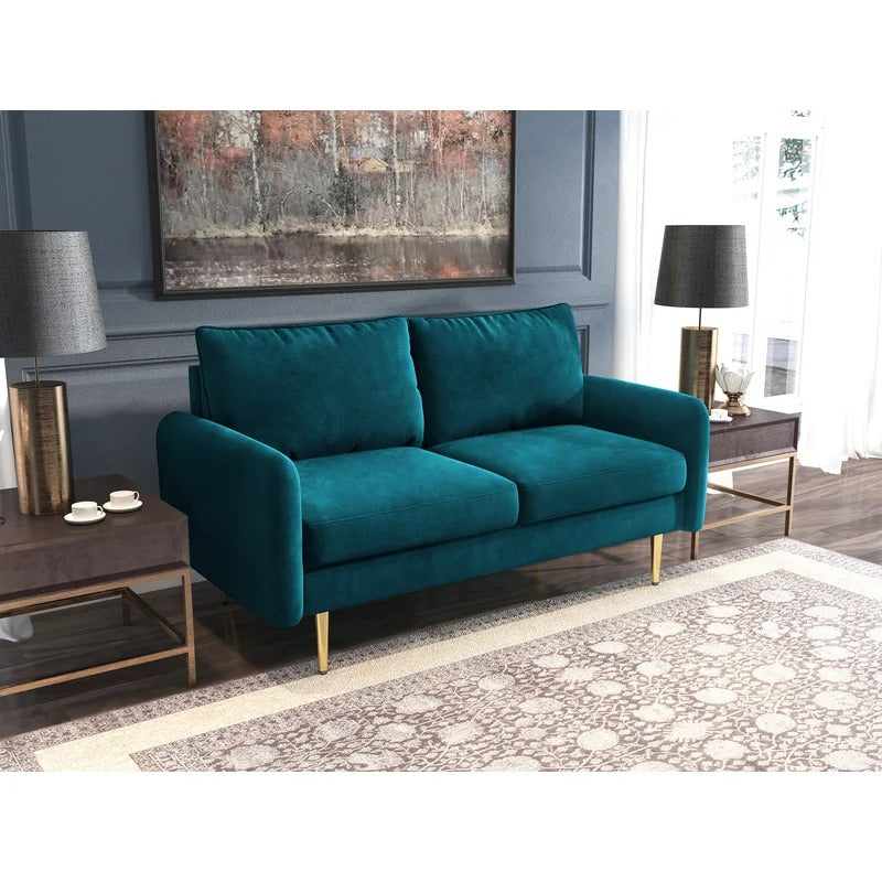 Loveseat: 57.87'' Velvet Round Arm Loveseat Sofa
