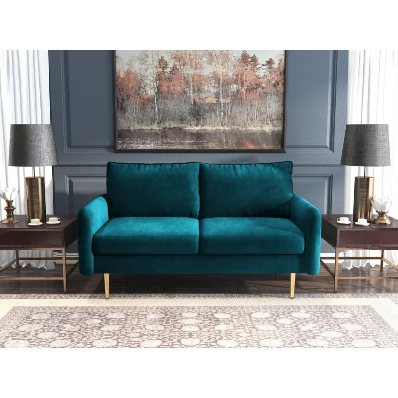 Loveseat: 57.87'' Velvet Round Arm Loveseat Sofa