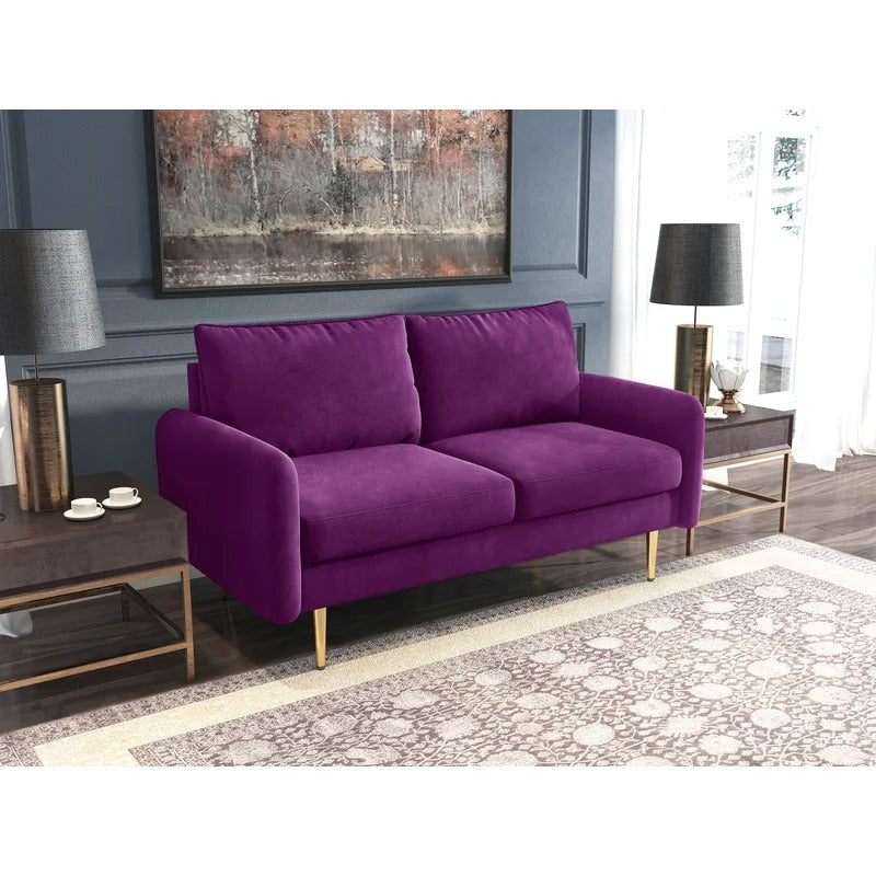 Loveseat: 57.87'' Velvet Round Arm Loveseat Sofa