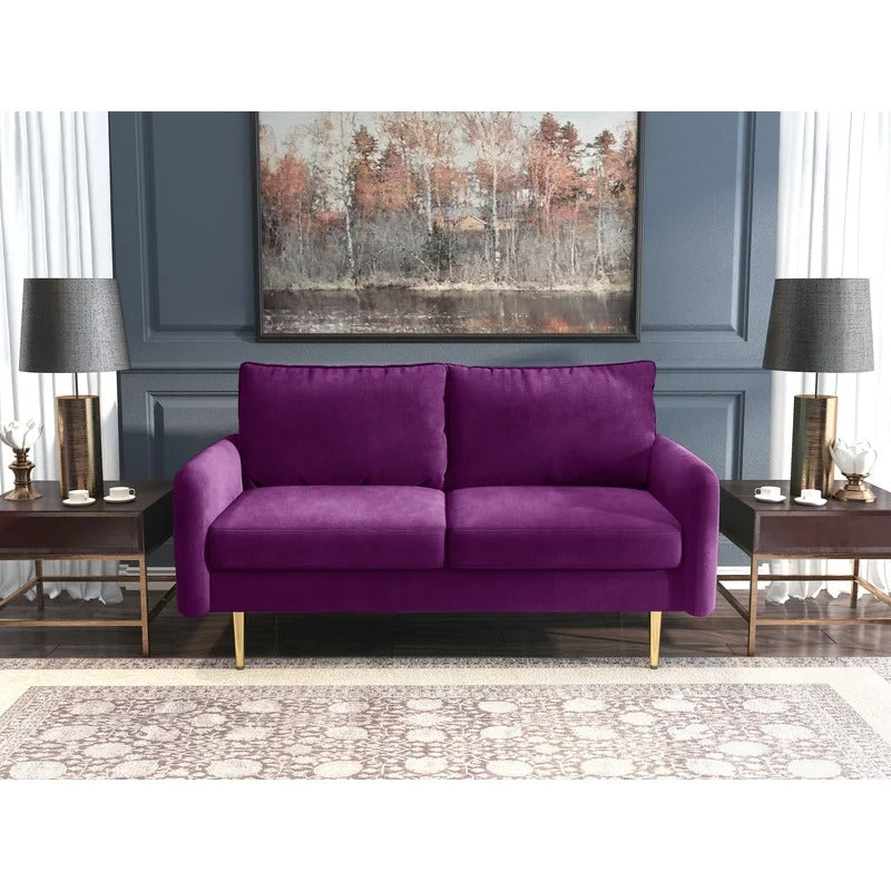 Loveseat: 57.87'' Velvet Round Arm Loveseat Sofa