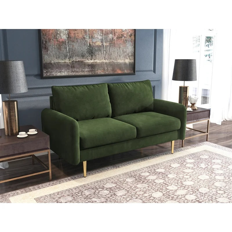 Loveseat: 57.87'' Velvet Round Arm Loveseat Sofa