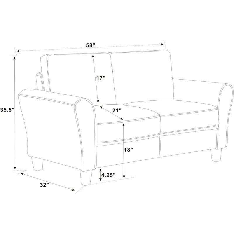 Loveseat: 58'' Flared Arm Loveseat