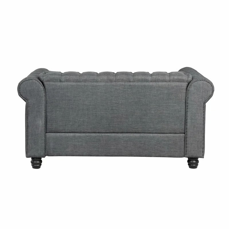 Loveseat: 60'' Rolled Arm Chesterfield Loveseat
