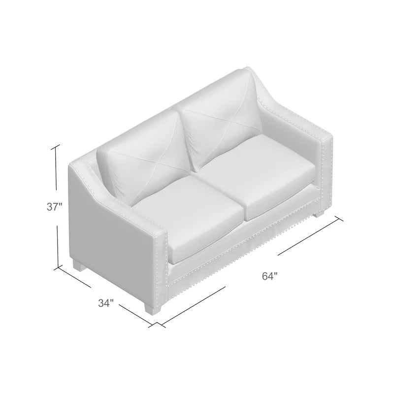 Loveseat: 64'' Linen Flared Arm Loveseat Sofa
