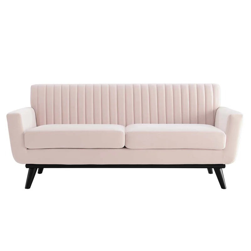 Loveseat: 64" Wide Faux Leatherette Square Arm Loveseat